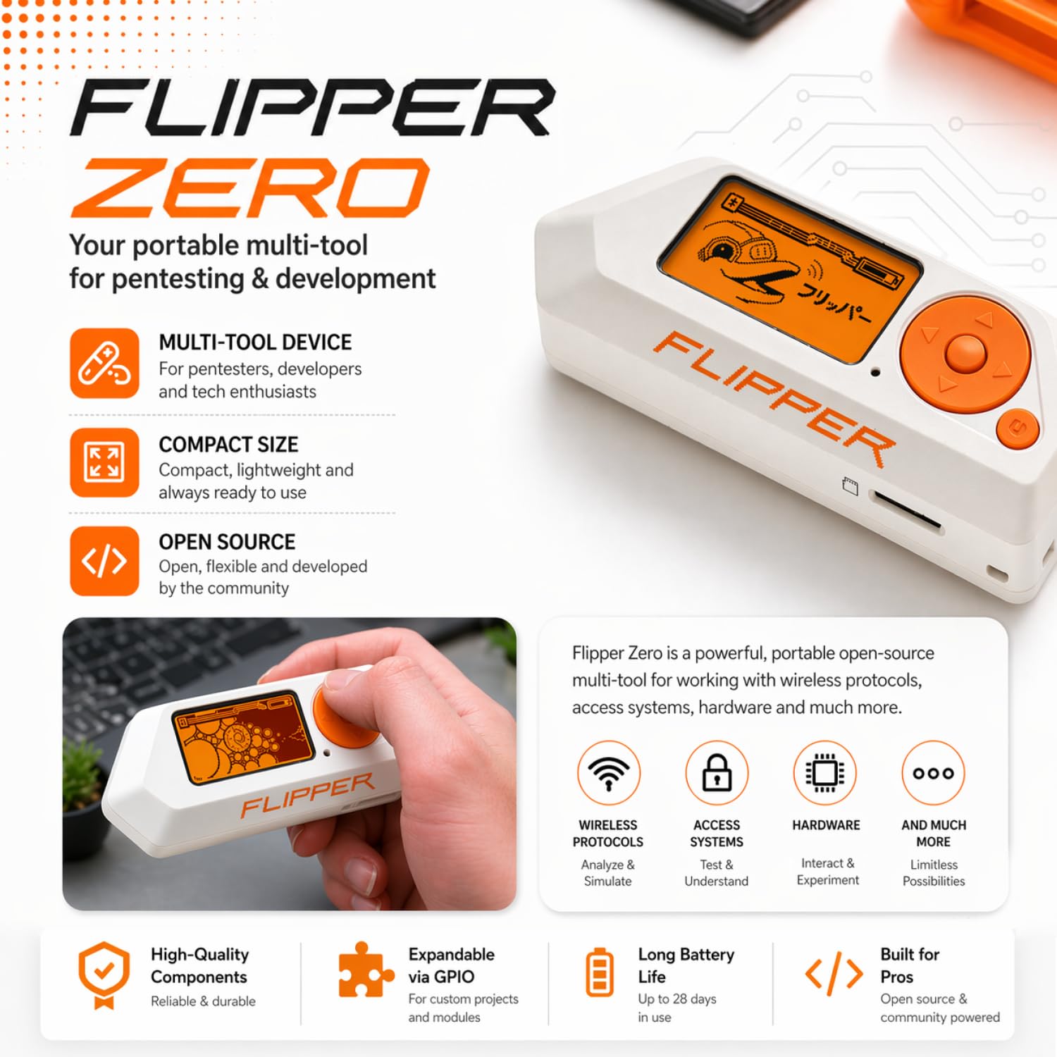 Flipper Zero - Elektronische alles-in-één tool: RFID, NFC